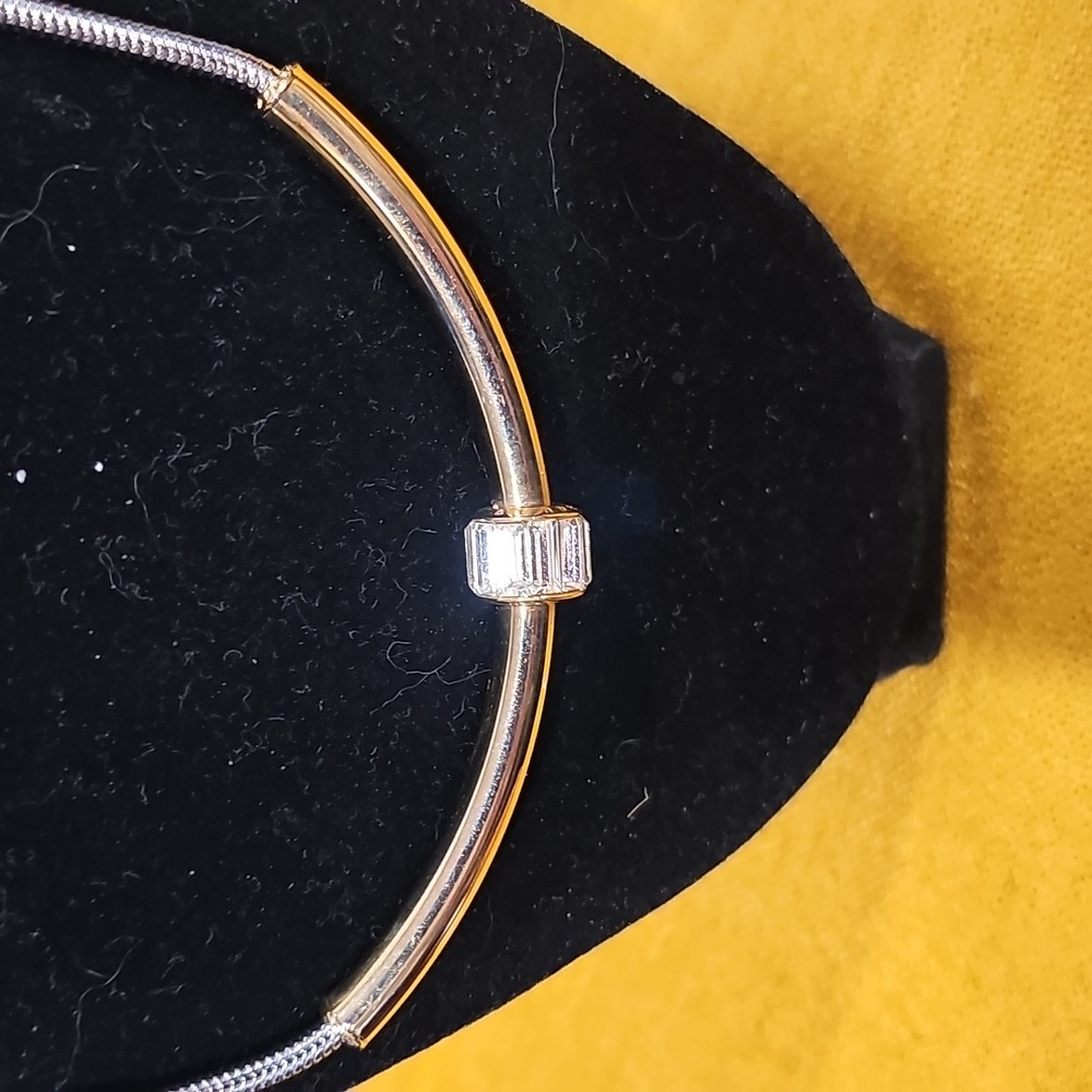 Henri Bendel Matching Necklace & Bracelet Set Gold tone Floating Tube - EUC - Picture 5 of 8